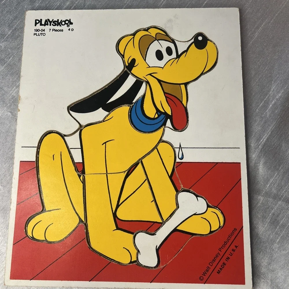 Vintage- Lot 4 Disney /Playskool Wooden Puzzles Mickey, Thomas The Train/ Pluto